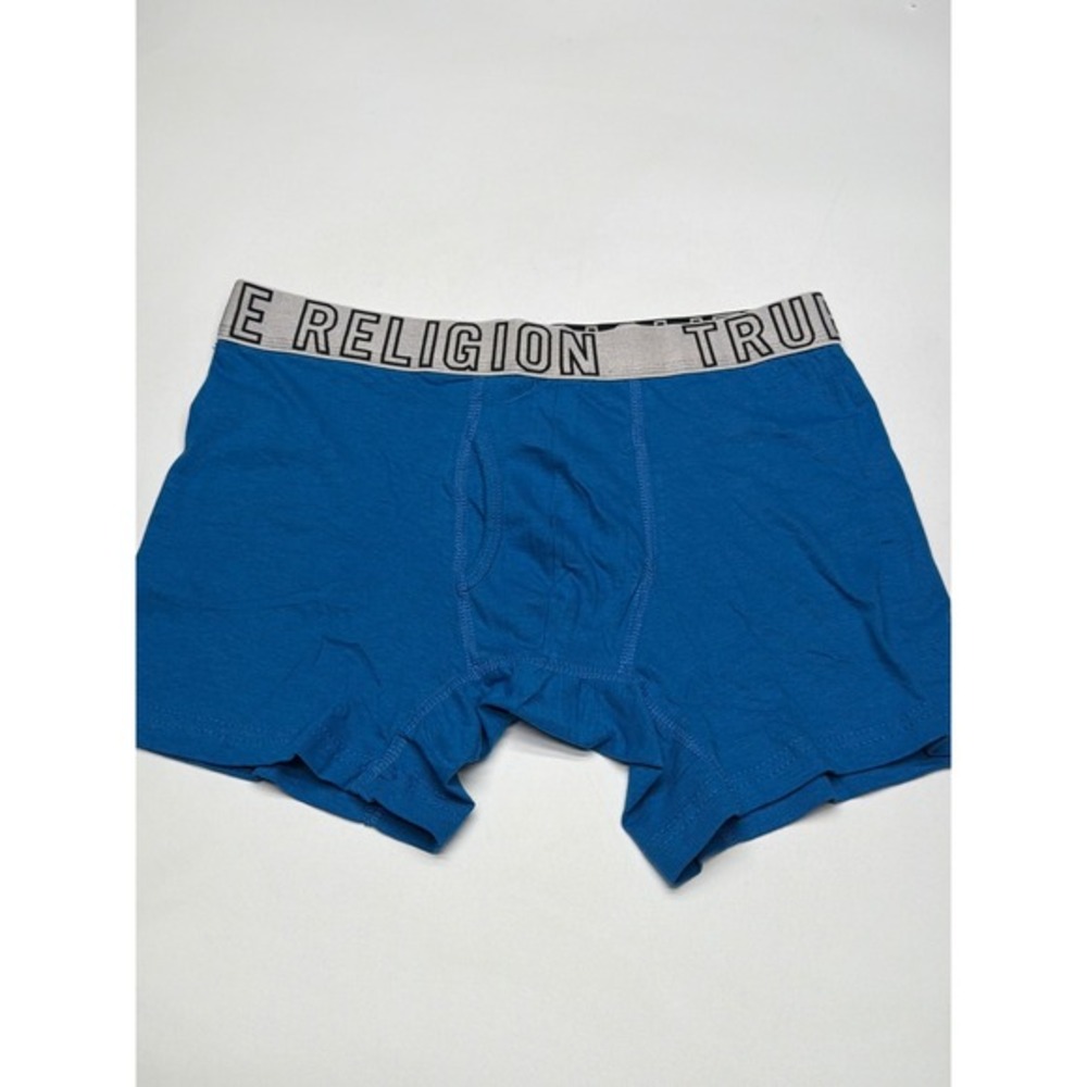 True‎ Religion Mens Blue Boxer Briefs Underwear Medium Logo Waistband Nwt